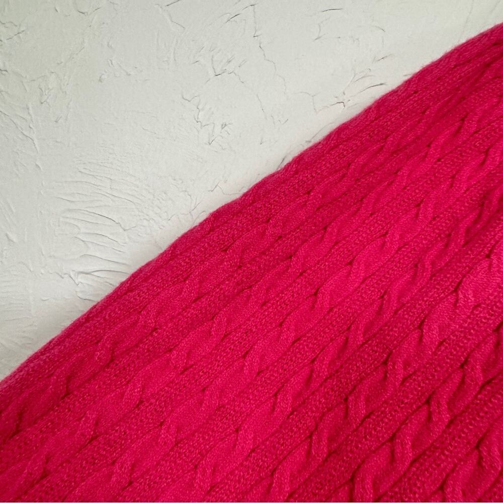 Adrianna Papell Hot Pink Cable Knit Sweater Womens M Bishop Sleeve Crew Neck - Picture 4 of 11